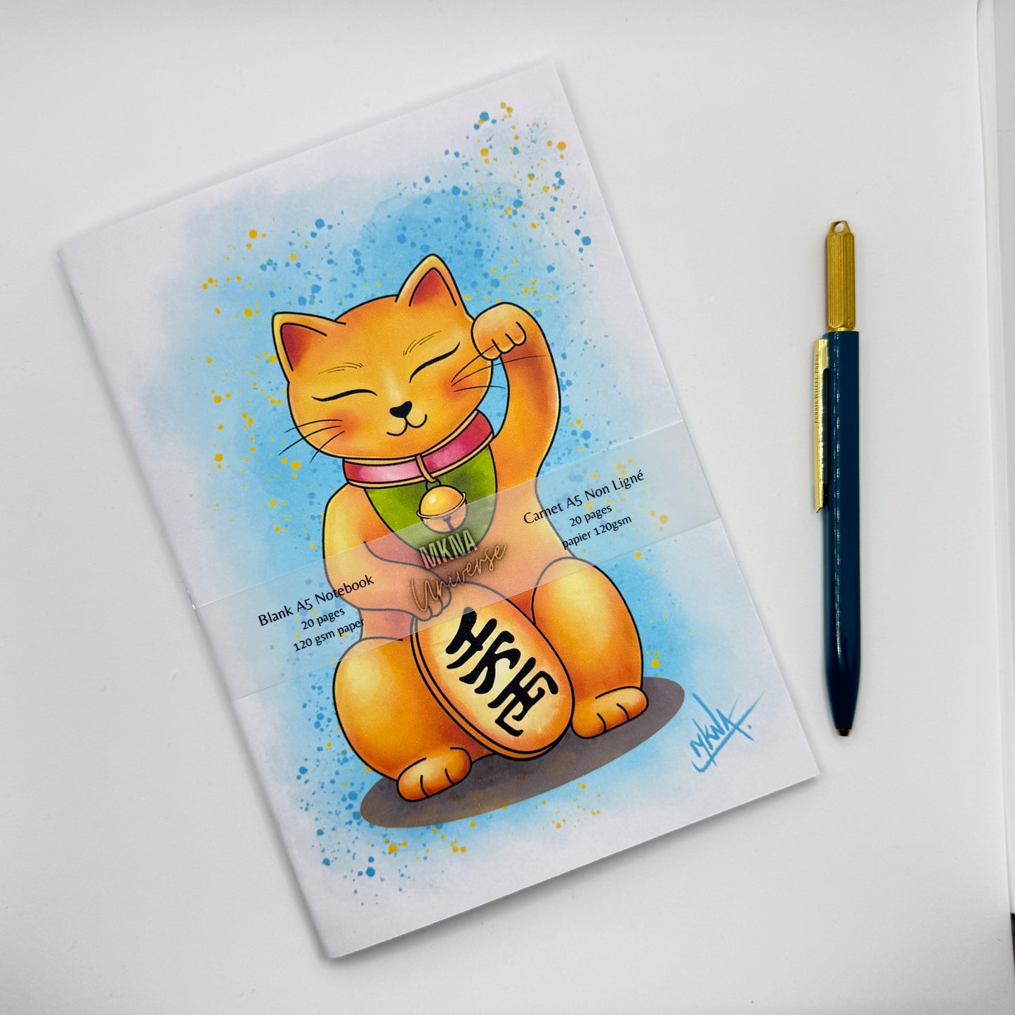 Carnet - Maneki Neko - blanc non ligné