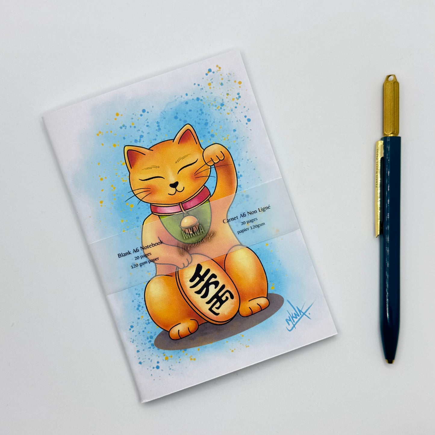 Carnet - Maneki Neko - blanc non ligné