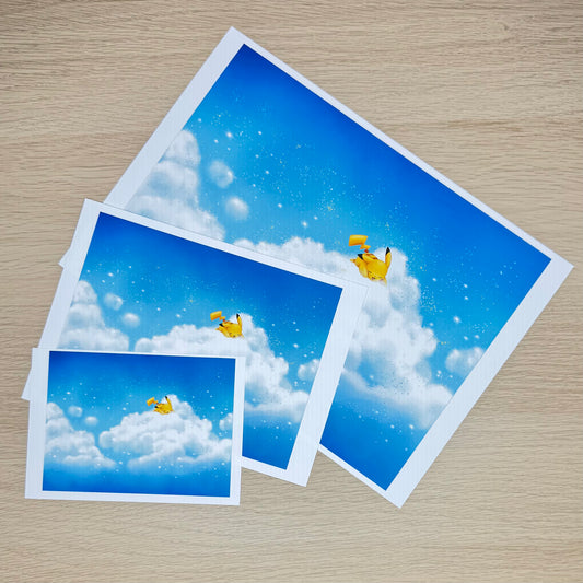 Art Print - Pikachu in the Clouds
