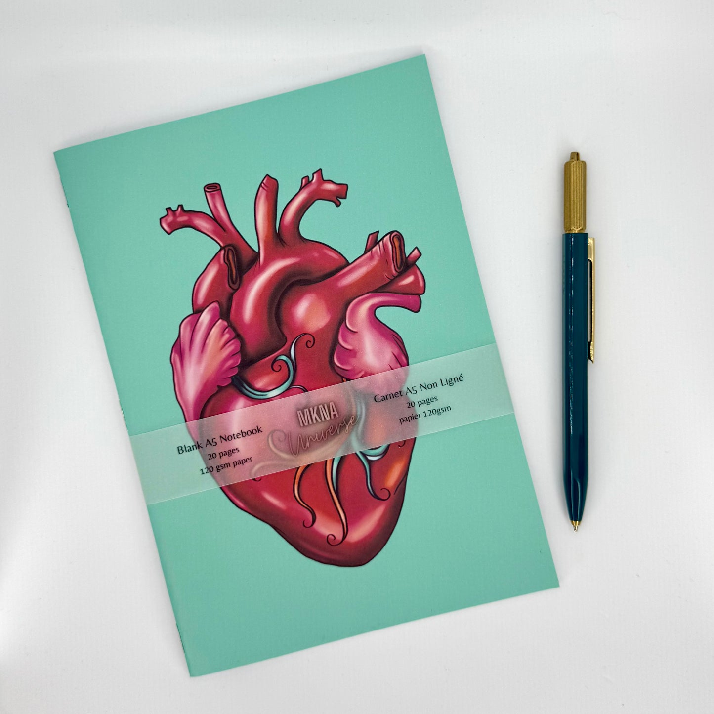 Carnet - The Heart (anatomic) - blanc non ligné