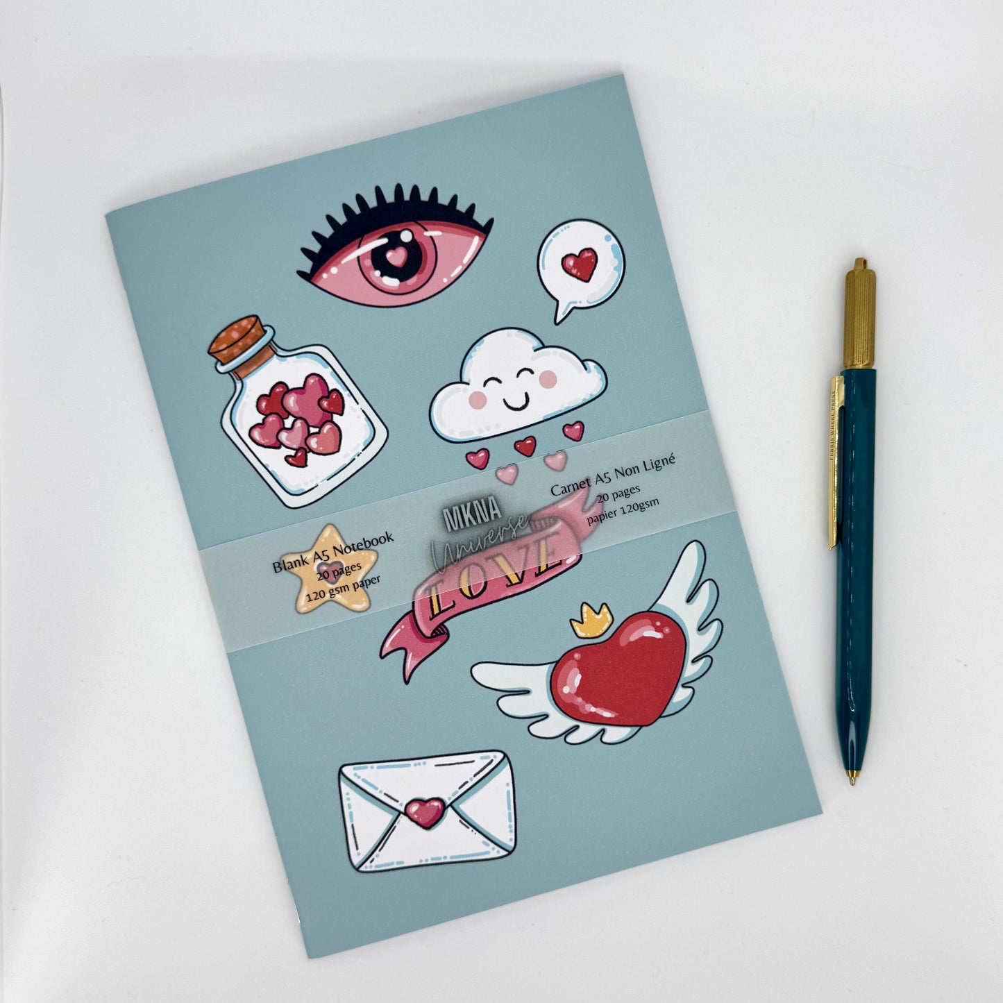 Carnet - Love - blanc non ligné